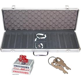  Deluxe 500 Chip Aluminum Poker Chip Case - Comes with Dice & Cards!