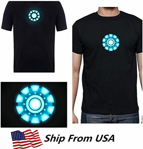 YouLiYou® LED T Shirt Arc Reactor Light Up Black Tee for Adults Kids