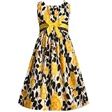 Bonnie Jean Girls 7-16 YELLOW BLACK WHITE BOW FRONT ROSE PRINT Special Occasion Wedding Flower Girl Easter Party Dress Bonnie Jean Girls 7-16 YELLOW BLACK WHITE BOW FRONT ROSE PRINT Special Occasion Wedding Flower Girl Easter Party Dress