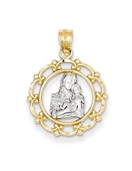 14k & Rhodium Mother holding Baby Pendant