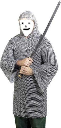 Single Detail Page Misc: Medieval Full Size METAL CHAIN MAIL Armor SHIRT & HOOD Suit European Chainmaille Costume