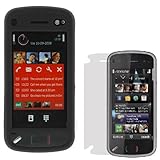 Solid Black Snap On Rubberized Hard Cover Case + Clear LCD Screen Protector ....