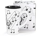 Jazz It up Tall Ceramic Mug Musical Notes Holds 16 Oz