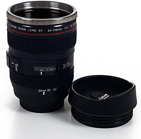 Camera Lens Stainless Steel Coffee Mug with Lid Featuring an Insulating Stainless Steel Interior and Food-grade Plastic Exterior