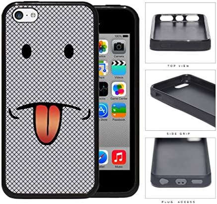 Emoji Smiley Face With Tongue Out Gray Diamond Rubber Silicone TPU Cell Phone Case Apple iPhone 5c