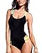 Yonala Color Halter Neck One Piece Monokinis Swimsuit Bathing Suit M,Black