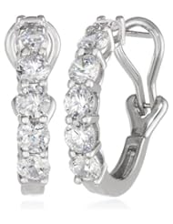 Sterling Silver Swarovski Zirconia Partway Hoop Earrings