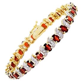 Angelina's Genuine Garnet Diamond Gold Bracelet by 