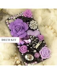 Art and Craft Supply: UFINDINGS - DIY 3D Bling Cell Phone Case Deco Kit : Purple Roses, Heart, Bow and Pearls - DIYJewelryDepot