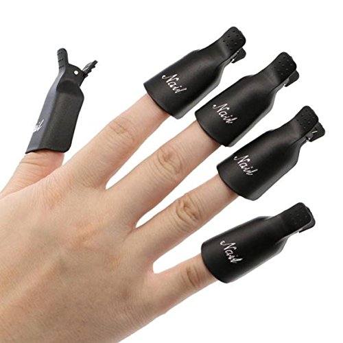 Lookatool® 10PC Plastic Nail Art Soak Off Cap Clip UV Gel Polish Remover Wrap Tool (Black)