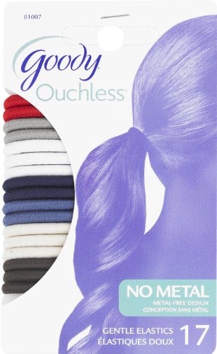 Goody Ouchless No Metal Elastics, Liberty, 4mm, 5.5 Inches, 17 Count (Pack of 3)