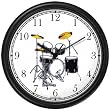Drum Set (Drums) Musical Instrument - Music Theme Wall Clock by WatchBuddy Timepieces (Black Frame)
