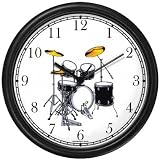 Drum Set (Drums) Musical Instrument - Music Theme Wall Clock by WatchBuddy Timepieces (Black Frame)
