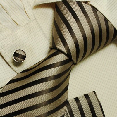 Dark Brown cheap ties for men fashion silk ties Cufflinks Handkerchiefs set H5166
