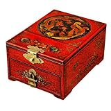 Handmade Tibetan Leather Jewelry Box With Built-In Folding Mirror