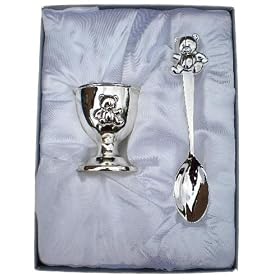 NEW Silver Plated Teddy Spoon and Egg Cup - New Baby, Christening Gift for Boy or Girl