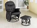 Black Leatherette Cushion Swivel Glider Recliner