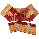 Coffee Daily Grind French design boxed set of 6 hardboard and cork coasters