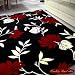 Large Modern Damask Black Red Cream Rug 1.6M X2.3M Image