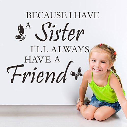 INTIMESY Because I Have A Sister Will Always Friend Waterproof Children Room Bedroom Wall Stickers Removable Girls