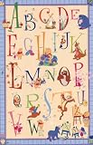 Winnie the Pooh (Alphabet) Black Wood-Mounted Art Poster Print - 24 X 36