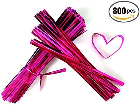 800pcs Metallic Reusable Twist Ties ,12cm Long (Rose Red)
