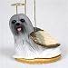 Gray Lhasa Apso Angel Dog Figurine