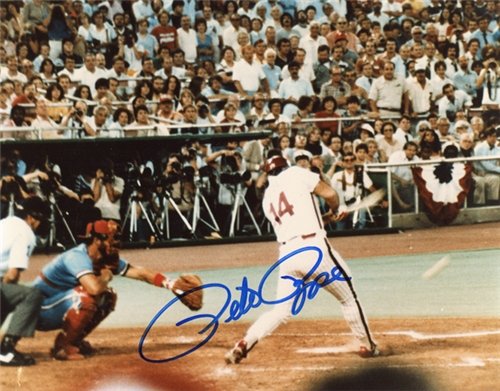 Pete Rose Autographed/Hand Signed Philadelphia Phillies Baseball 8x10 Photo