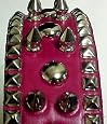 24 Inch Hot Pink Leather Spiked / Studded Dog Collar