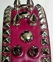 24 Inch Hot Pink Leather Spiked / Studded Dog Collar