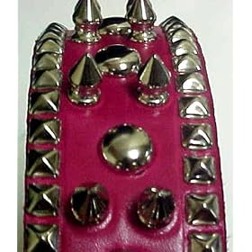 24 Inch Hot Pink Leather Spiked Studded Dog Collar by Coolstuff4u