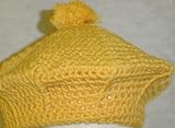 B305, Hand Crocheted Gold Color Wool Polyester Beret with Pom Pom for Infants and Toddlers