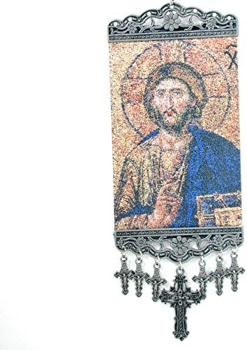 Jesus with Bible, Cross Wall Hanging Tapestry Banner