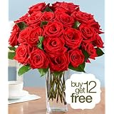 12 Red Roses + 12 Free