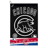 Chicago Cubs Black Woven Jacquard Golf Towel