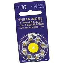 Hear-More 24k Gold-Plated Hearing Aid Batteries by Rayovac - Size 10 (Package of 8)