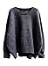 Futurino Women's Crew Neck Solid Long Drop Sleeves Loose Knit Pullover Sweater