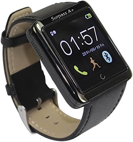 Uwatch U10L(U10 updated) Bluetooth Smart Watch U Smartwatch Sync Phone Call SMS APP Notification with Anti-lost Pedometer Sleep Monitoring For IOS Iphone Android Smartphones (Black) +FWX