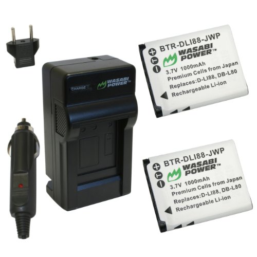 Wasabi Power Battery and Charger Kit for Sanyo DB-L80, DB-L80AU, VPC-CA100, VPC-CA102, VPC-CG10, VPC-CG100, VPC-CG102, VPC-CG20, VPC-CG21, VPC-CS1, VPC-GH1, VPC-GH2, VPC-GH3, VPC-GH4, VPC-PD1, VPC-PD2