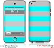 iPod Touch 4G Skin - Kearas Psycho Stripes Neon Teal and Gray by WraptorSkinz