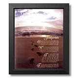 Footprints In The Sand Religious Picture Framed Art Print