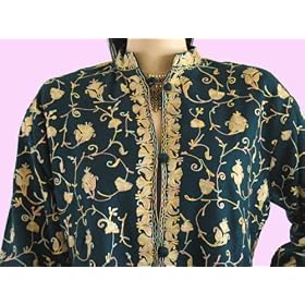 GREEN EMBROIDERY CASHMERE COAT LADIES WOOL JACKET DRESS by NovaHaat