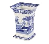 Spode Blue Italian Square Vase  8 inches Tall