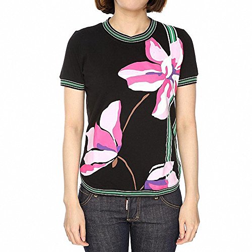(フェラガモ) FERRAGAMO Women's T-shirt 16SS フラワープリント Tシャツ NERO 11B745(0635439)NERO sd160621 [並行輸入品]
