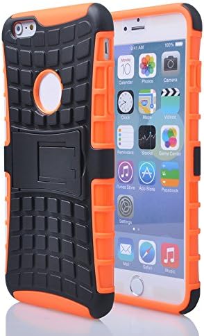 amyko-Heavy Duty TPU+PC Rugged High Impact /soft case cover+Rugged High Impact Shockproof Hybrid Hard + stand for iphone 6 PLUS 5.5"+ Stylus + Screen Protector -orange