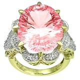 10k Gold Overlay Sterling Silver Oval Pink Cubic Zirconia Ring