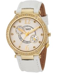 Burgi Womens BU45YG Round Swiss Quartz Diamond Classic Stainless Steel Day Date Watch
