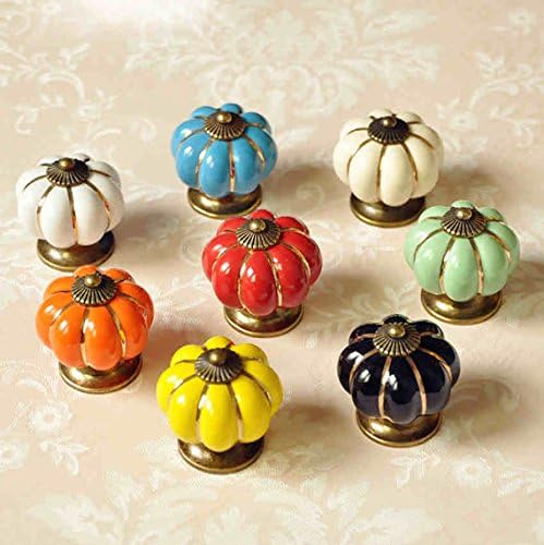 TexasHardware Pack of 5 Pumpkin Ceramic Pull Knobs Handle for Cabinet Cupboard Wardrobe Drawer (Black)
