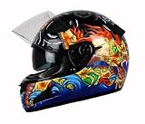 Vega Attitude Gloss Black Small Full Face Helmet with Dragon Graphic