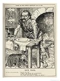 Lloyd George as a Giant Planning to Use His Mace (I.E. the Budget) to Bash the Rich Art Giclee Poster Print by Bernard Partridge, 18x24